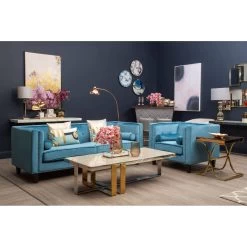 Felisa 3 Seat Blue Velvet Sofa -Lifestyle Haven Shop noosa co living felisa 3 seat blue velvet sofa house of isabella uk 42933432484147