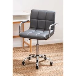 Grey Home Office Chair With Swivel Base -Lifestyle Haven Shop noosa co living grey home office chair with swivel base house of isabella uk 42934026109235