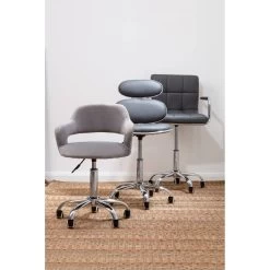 Grey Home Office Chair With Swivel Base -Lifestyle Haven Shop noosa co living grey home office chair with swivel base house of isabella uk 42934026142003