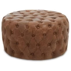 Hoxton Tufted Leather Round Ottoman