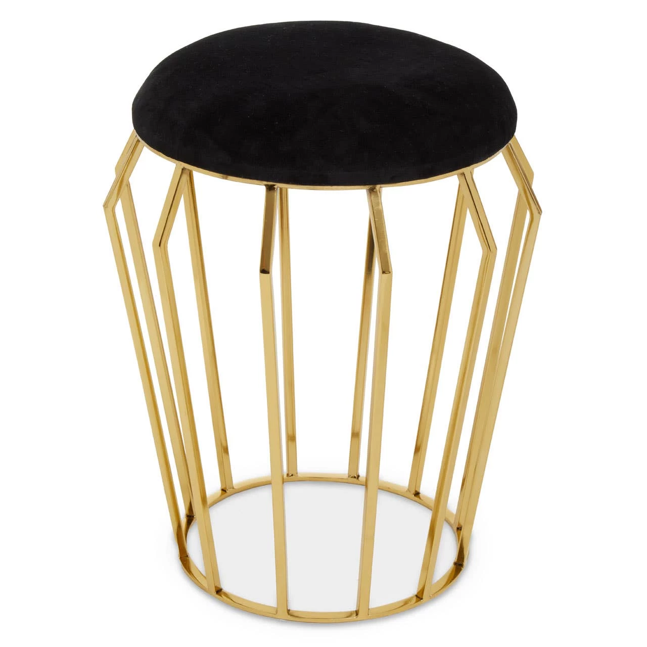 Jaipur Black Velvet And Gold Finish Stool 1 Jaipur Black Velvet And Gold Finish Stool