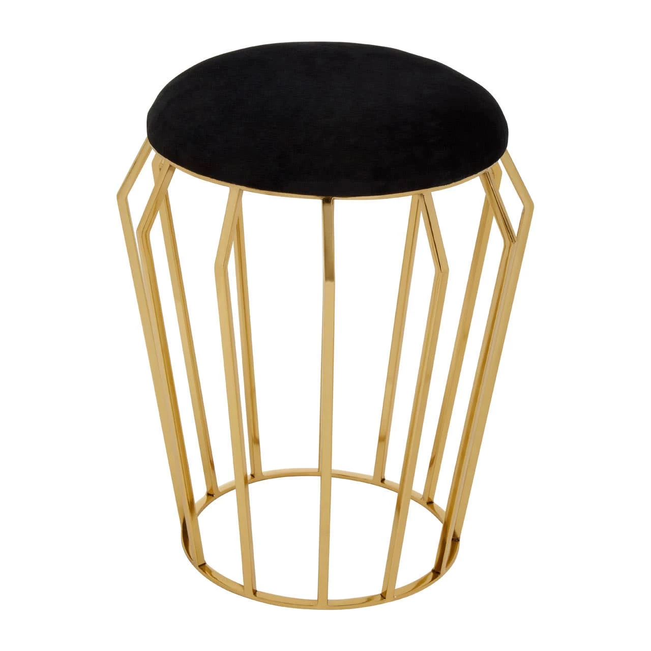 Jaipur Black Velvet And Gold Finish Stool 3 Jaipur Black Velvet And Gold Finish Stool - Image 3