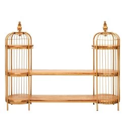Mantis Long Gold Finish Birdcage Shelf Unit