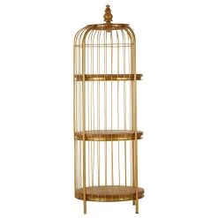 Mantis Medium Gold Finish Birdcage Shelf Unit -Lifestyle Haven Shop noosa co living mantis medium gold finish birdcage shelf unit house of isabella uk 42935616078131