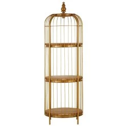 Mantis Medium Gold Finish Birdcage Shelf Unit -Lifestyle Haven Shop noosa co living mantis medium gold finish birdcage shelf unit house of isabella uk 42935616110899