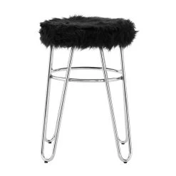 Sedgefield Black Faux Fur Stool