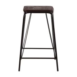 Sedgefield Black Metal And Elm Wood Stool