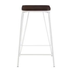 Sedgefield White Metal And Elm Wood Stool