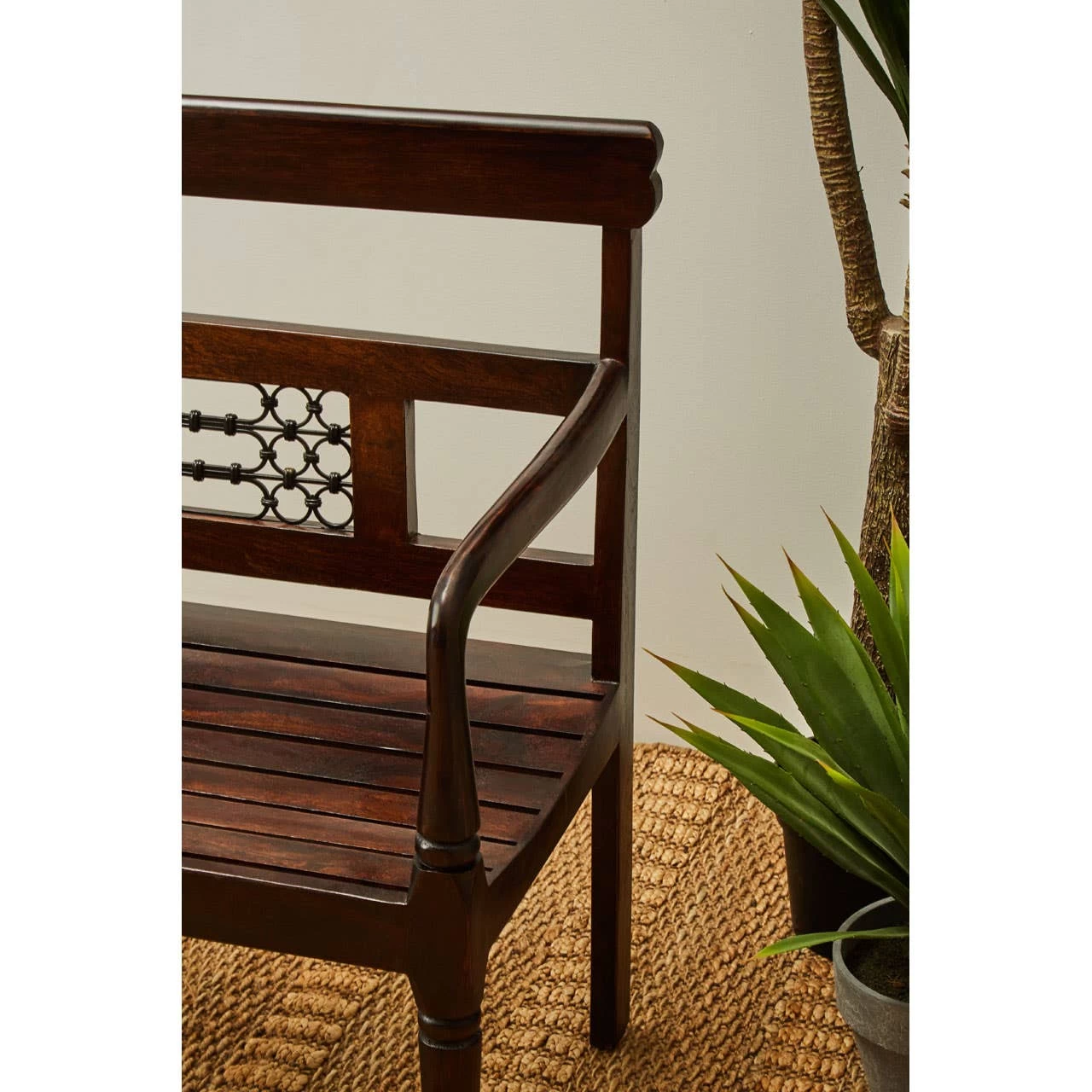 Srina Dark Sheesham Wood Bench 14 Srina Dark Sheesham Wood Bench - Image 14