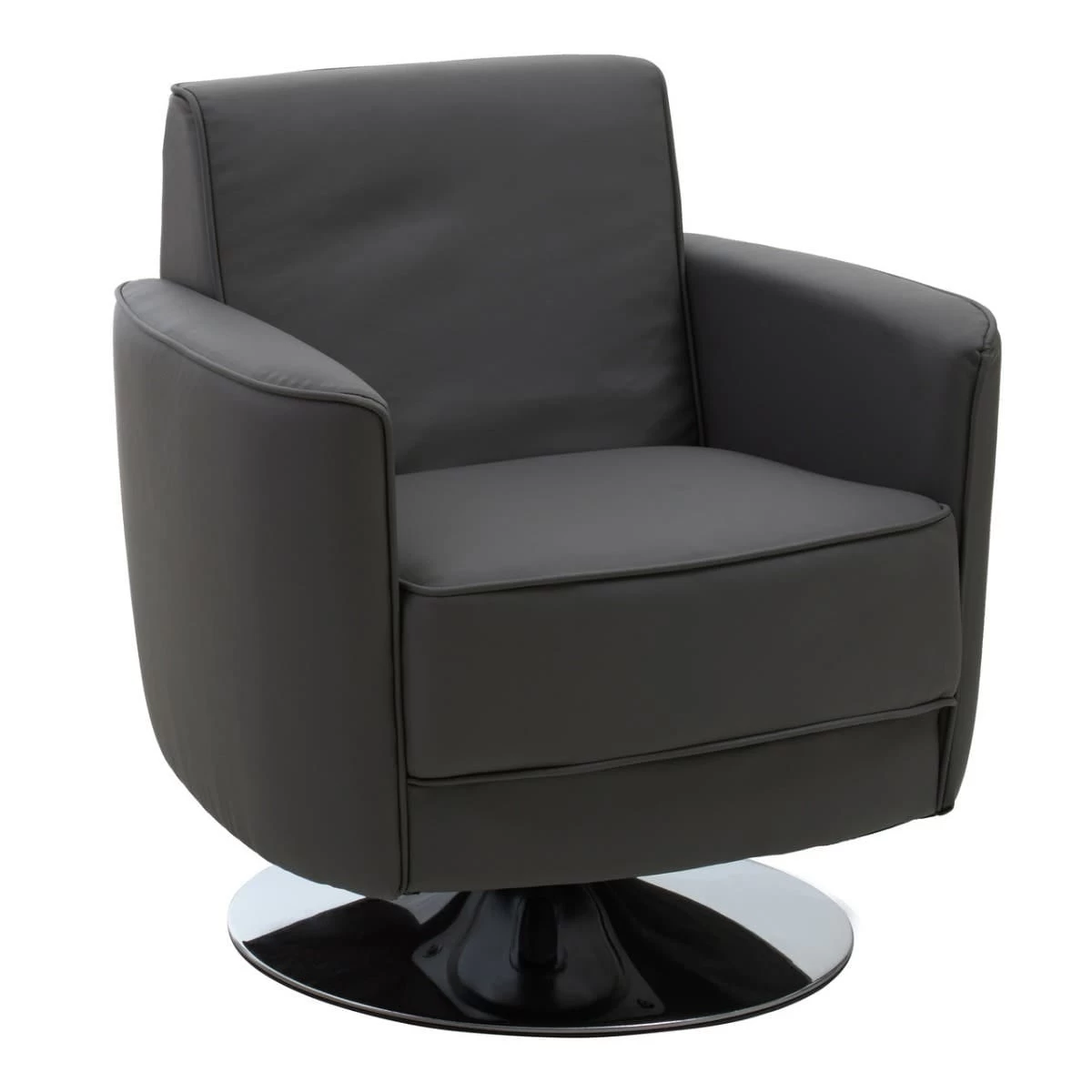 Wester Grey Leather Effect Chair 2 Wester Grey Leather Effect Chair - Image 2