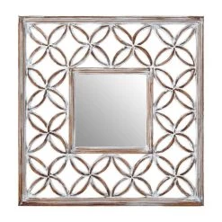 Antique White Lattice Frame Wall Mirror