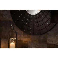 Round Wall Mirror, Black MDF, Stud Detail -Lifestyle Haven Shop noosa co mirrors round wall mirror black mdf stud detail house of isabella uk 29534464114742