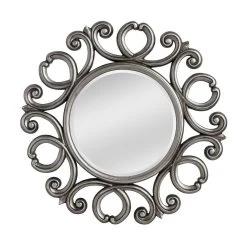Silver Finish Frame Round Wall Mirror