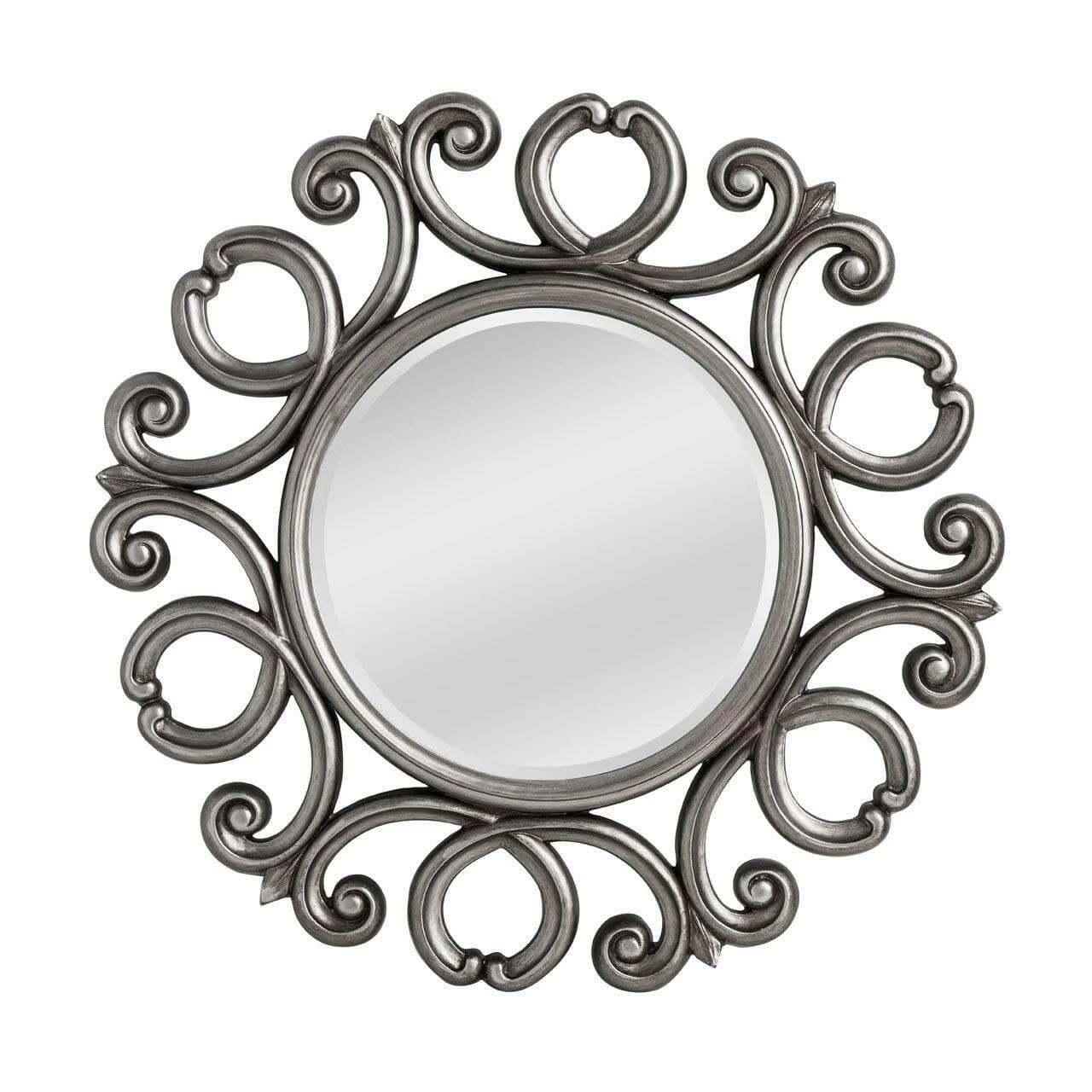 Silver Finish Frame Round Wall Mirror 1 Silver Finish Frame Round Wall Mirror