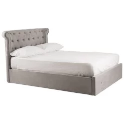 Edison Steel Velvet Double Ottoman Bed -Lifestyle Haven Shop noosa co sleeping edison steel velvet double ottoman bed house of isabella uk 42933700002099