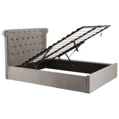 Edison Steel Velvet Double Ottoman Bed -Lifestyle Haven Shop noosa co sleeping edison steel velvet double ottoman bed house of isabella uk 42933700165939