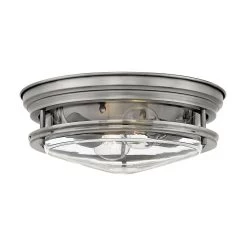 Hadrian 2 Light Flush Mount - Clear Glass - Antique Nickel