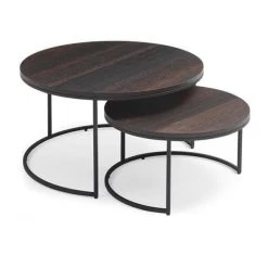 Wheel Coffee Table - Large - Dark Oak