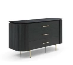 Lantine 3 Drawer Dresser - Matte Black Oak