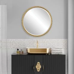 Taza Gold Round Mirror -Lifestyle Haven Shop uttermost mirrors taza gold round mirror house of isabella uk 41813750350131