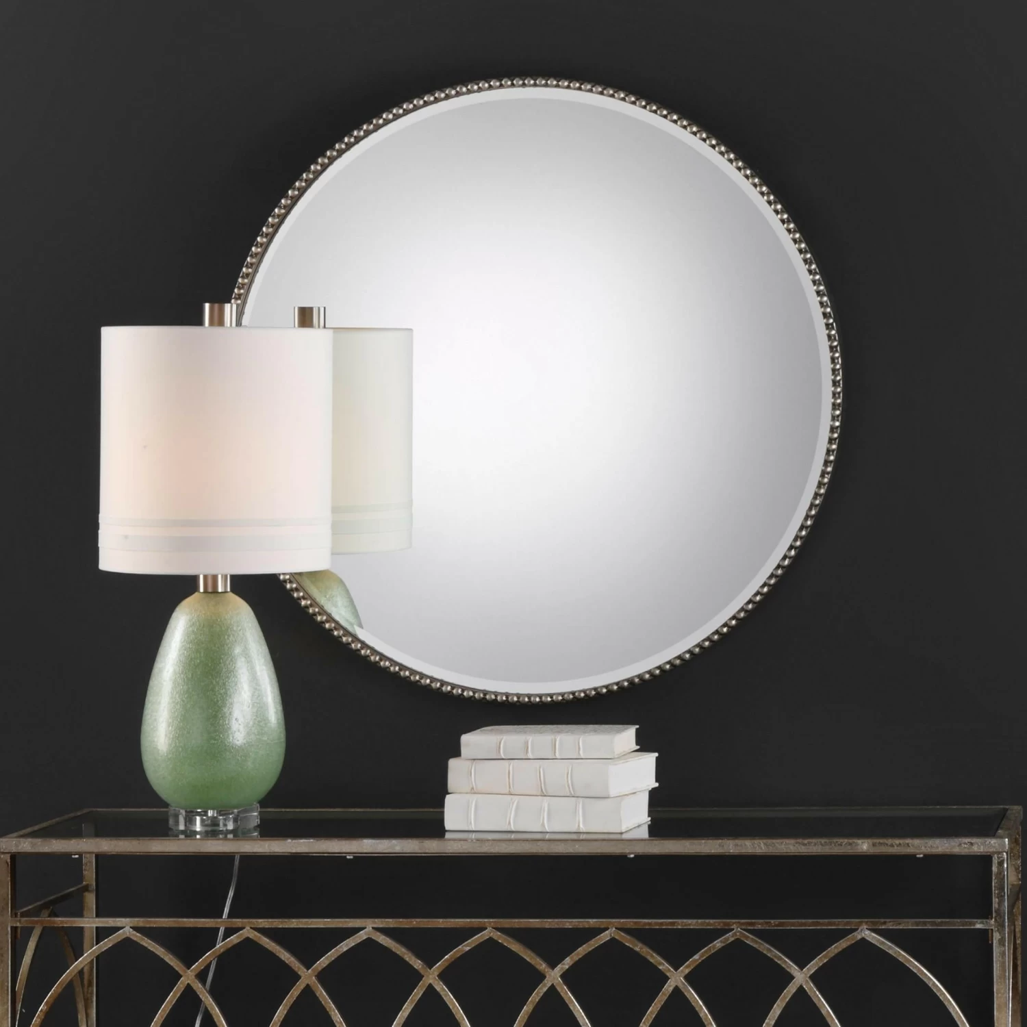 Stefania Beaded Round Mirror 2 Stefania Beaded Round Mirror - Image 2