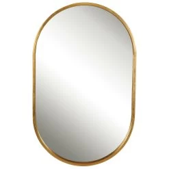 Varina Minimalist Gold Oval Mirror